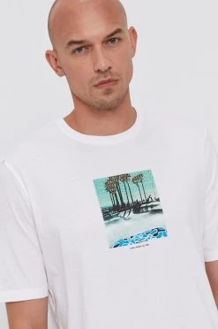 Φτηνός Sisley Κατάστημα 13 Ανδρικά Μπλουζάκια Βαμβακερό μπλουζάκι Sisley άσπρο